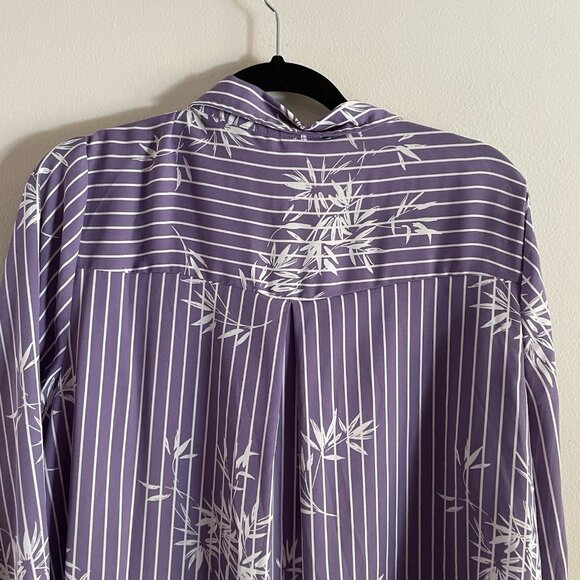 Catherines Women Plus SZ 0X 14/16W Purple White Striped Floral L/S Tunic Blouse - Picture 12 of 12